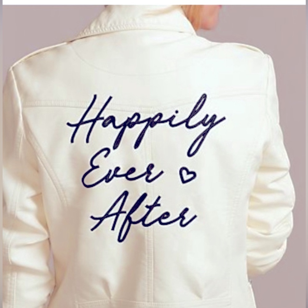 "HAPPILY EVER AFTER" WEDDING LEATHER JACKET, NWT